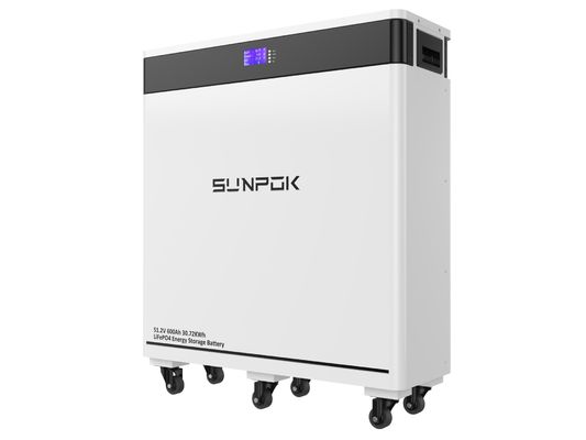30KW Deep Cycles 600AH Moveable Floor Mounted LiFePO4 51.2V Lithium Ion Battery Pack Home Energy Storage