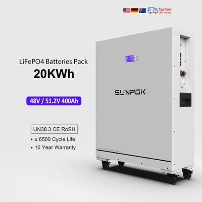 20KWh Lifepo4 Lithium Ion Batteries 51.2V 400Ah Home Solar Energy Storage System