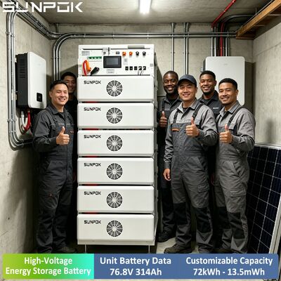 SUNPOK High Voltage Lithium Battery 76.8V 314AH 100kwh 200kwh 500kwh LiFePO4 Battery System for Commercial in Stock