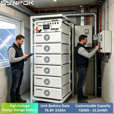 Sunpok High Voltage 76.8V 314AH Boost Lithium Battery 100kwh 200kwh 500kwh LiFePO4 Battery System for Commercial