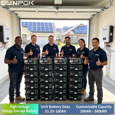 SUNPOK Rack High Voltage Energy Storage Battery 30kWh 50kWh 100kWh Lithium Battery 48V LiFePO4 Battery Pack