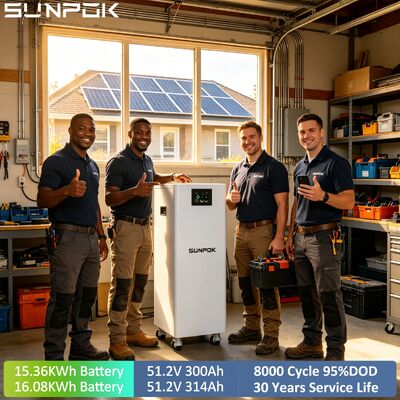 SUNPOK Lithium Ion Battery 15kwh 16kwh 51.2V 300Ah 314Ah Solar Home Energy Storage Lifepo4 Battery With Wheels Moveable