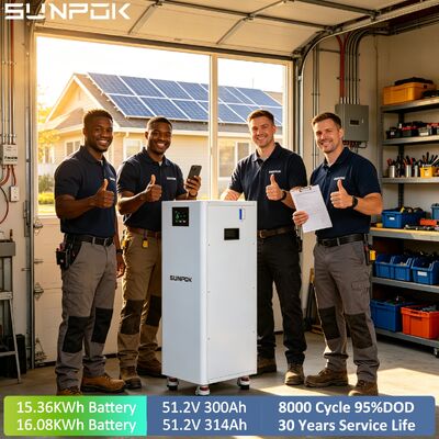 SUNPOK High Performance 8000 Cycles 51.2V 314Ah 300Ah Lifepo4 16kWh Battery Lithium Battery Pack Household Solar Energy Storage