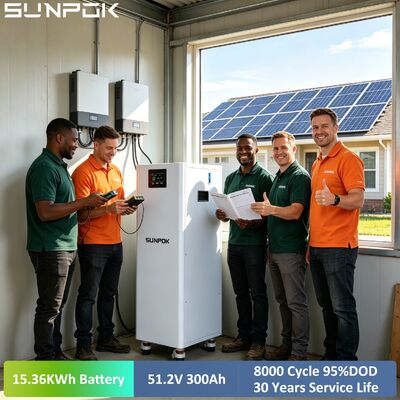 SUNPOK 10000 Cycles 16kw 48V Lifepo4 Battery 16kwh Lithium Ion Solar Battery 51.2v 314AH Lifepo4 300ah Home Energy Storage
