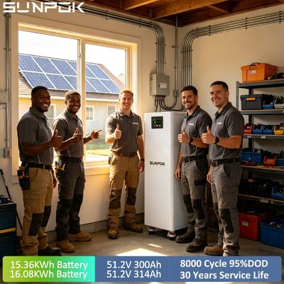 SUNPOK Solar Battery 51.2V 314Ah 300Ah 15KWH 16KWH Lifepo4 Lithium Battery Home Energy Storage Battery Pack for Solar System