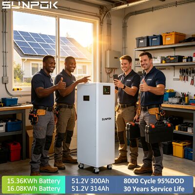 SUNPOK Touching Screen Solar System 16Kwh 51.2V 300Ah 314Ah Home Energy Storage Battery Lithium Lifepo4 Battery 16kwh Power Wall