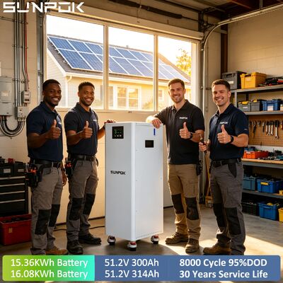 SUNPOK Wholesale 51.2V 300Ah 314Ah Lithium Battery 15kWh 16kWh Home Solar Energy Storage System 48V Vertical LiFePO4 Battery