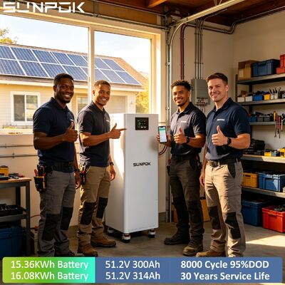 SUNPOK 16Kwh Solar Energy Storage System Powerwall 51.2V 16Kwh 15Kwh 314Ah 300Ah Power Wall Lifepo4 Lithium Battery