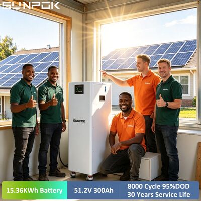 SUNPOK Touching Screen Solar Battery 48V 314AH 300Ah 51.2V 15KWH 16KWH Lifepo4 Lithium Iron Battery Home Energy Storage