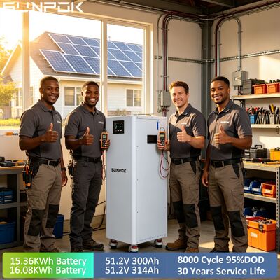SUNPOK Factory 16kWh 15kWh Battery Rechargeable 51.2V 48V 300Ah 314Ah Lifepo4 Battery Pack Solar Home Lithium Ion Batteries