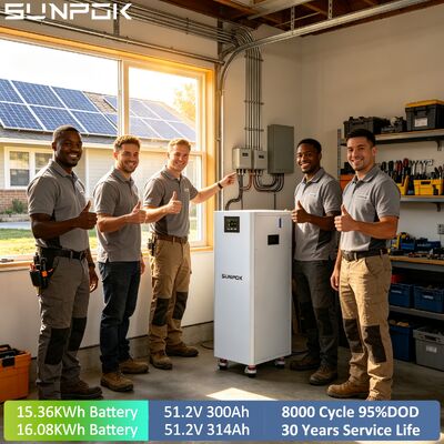 SUNPOK New 15kwh 51.2V 314AH 300AH Lifepo4 Battery Pack 200A BMS 15kwh 16kwh Lifepo4 Lithium Ion Battery for Home Energy Storage