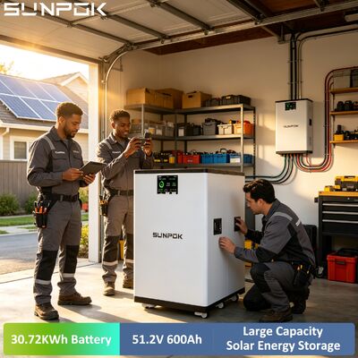 SUNPOK Battery 30KWH 51.2V 600AH 2A Active Equalization 200A JK V19 BMS Home Energy Storage Battery Pack Home Solar Energy