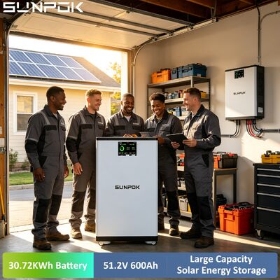 SUNPOK 30KW Touch Screen Battery LiFePO4 Home Energy Storage System Floor Standing 51.2V 600ah Lithium Ion Battery