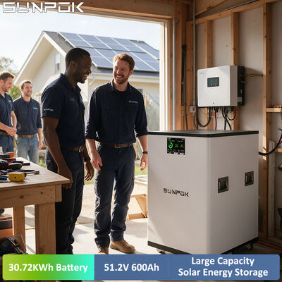 SUNPOK 48V 51.2V Powerwall LiFePO4 Battery 600Ah 350kWh Built-in Smart BMS Home Solar Backup Lithium Energy Storage Battery