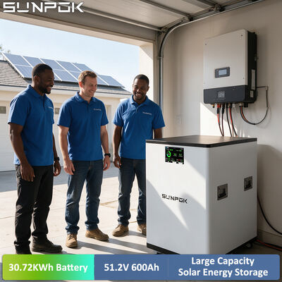 SUNPOK Split 51.2V 600Ah 30KWH Ready LiFePO4 Battery CAN Communication 300A BMS Solar Energy Storage System Active Balancer
