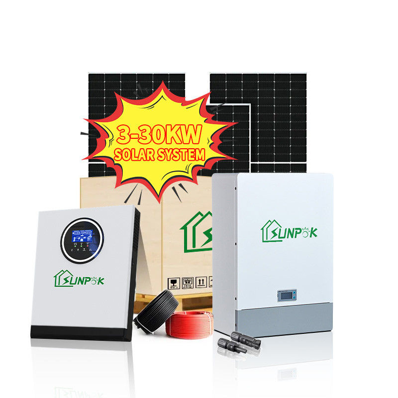 Sunpok Complete Off Grid Solar Power Kits 5kwh 10kwh 15kwh 20kwh 25kwh 30kwh Grid Hybrid Solar Power Inverter