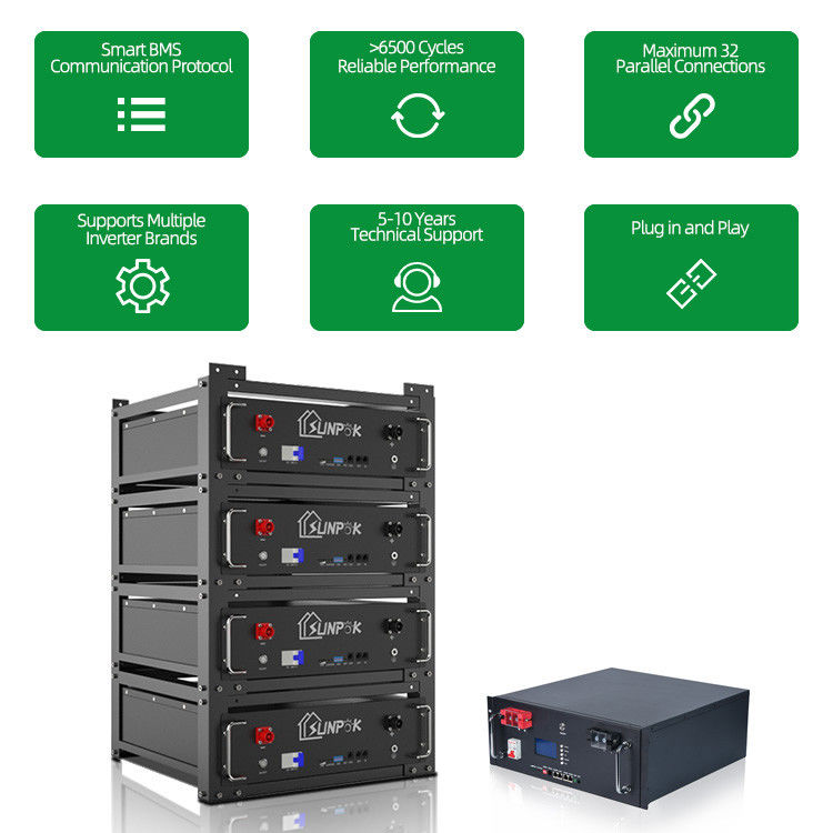 Rack Battery Home Energy Storage Systems Lifepo4 Battery With Bluetooth 48V 200AH 10kwh