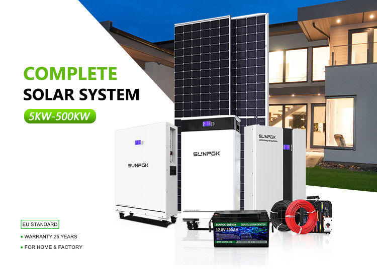 Hybrid Inverter Solar System 10kw 50kw 500kw Lithium Ion Battery Roof Mounting Home Use