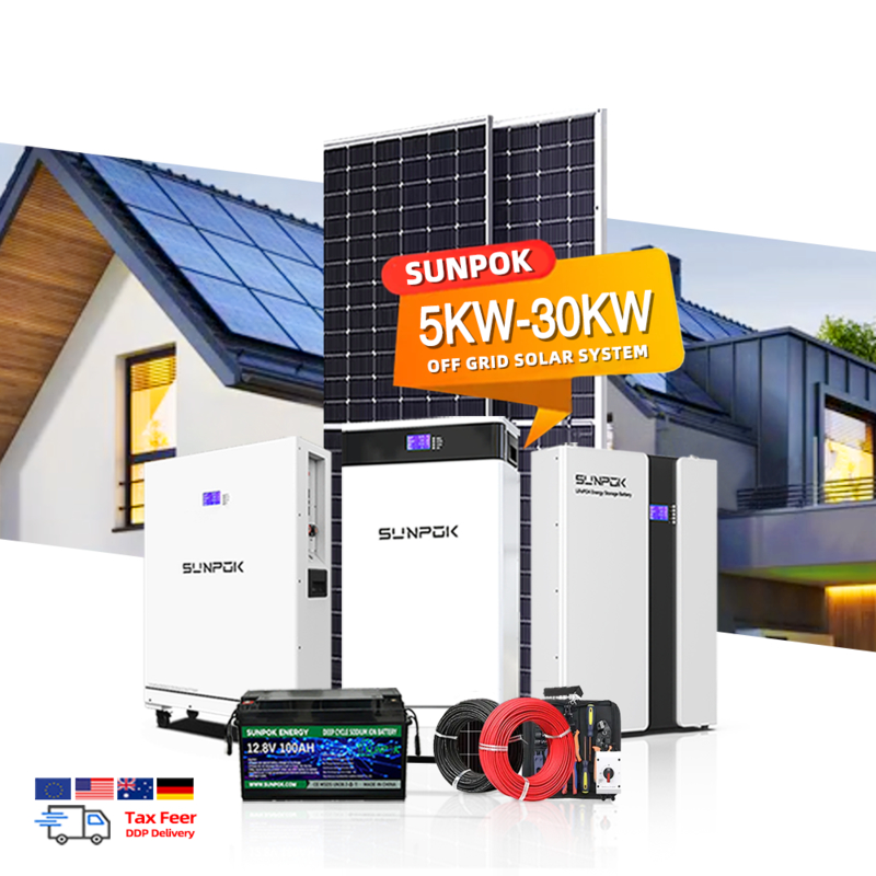 Sunpok Solar Energy System Full Package 15kw 5kw with Battery Complete Kit 10kw Hybrid Solar System
