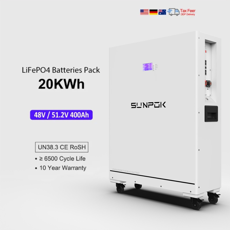 Vertical Type Lithium Battery 20KWH 51.2V 400Ah Home Lifepo4 Battery Pack Solar Energy Storage Battery for Home Use