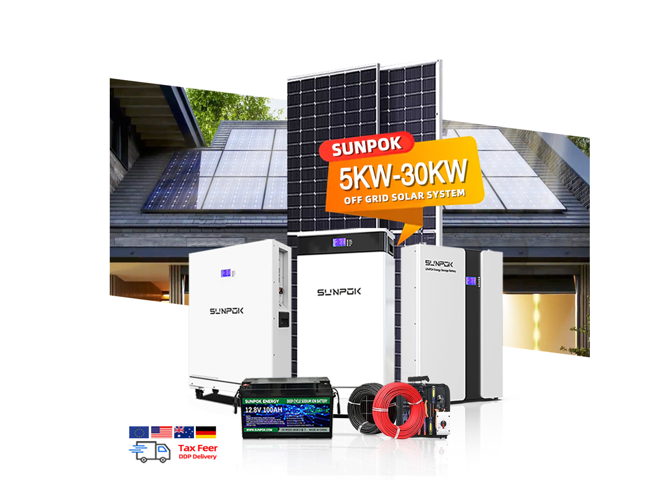 Solar Energy System Off Grid 6000W 10Kw 15Kw 20Kw Hybrid Three-Phase ...