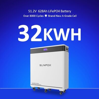 30kwh 32kwh Batteries 51.2v 600Ah 628Ah Lithium Home Solar Energy Storage Lifepo4 Battery