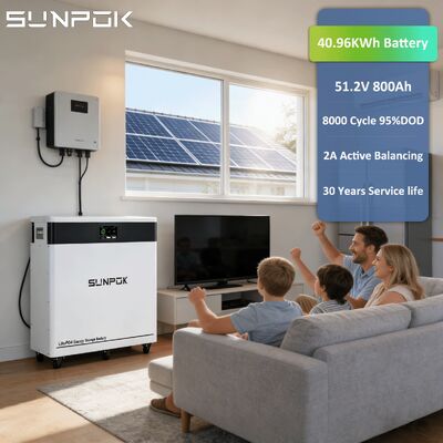 SUNPOK NEW 40KW Deep Cycles 800AH 40kwh LiFePO4 Battery 51.2V Lithium Ion Battery Pack Home Energy Storage Batteries