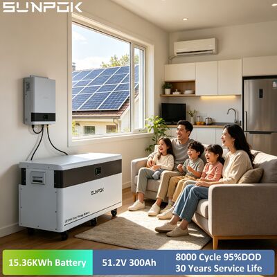 SUNPOK 15kw 51.2V Lifepo4 Batteries 15kwh 300ah Lithium Iron Battery 48V LFP Powerwall Home Solar Energy Storage System