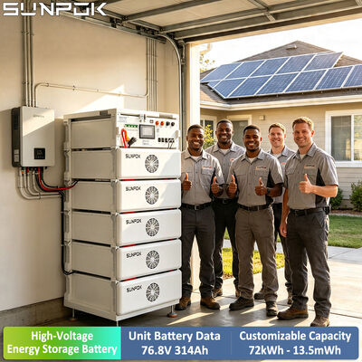 SUNPOK 76.8V 314Ah Rack Mounted High Voltage Battery Pack 100kWh to 500kWh Scalable for Industrial Storage