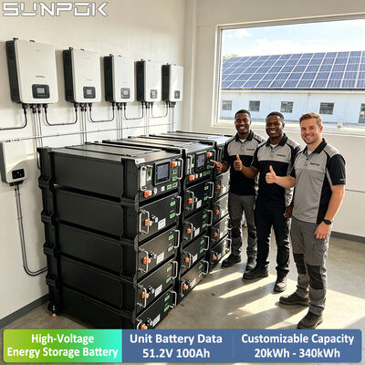 SUNPOK ESS High Voltage Energy Storage Lithium Battery 5kWh LiFePO4 Battery Rack Module for Solar Energy System