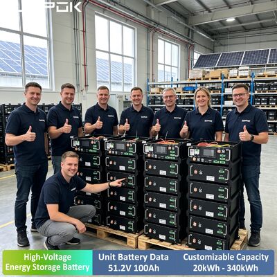 SUNPOK High Voltage Industrial Use Deep Cycle BMS 51.2V 100Ah Rack Mount 20Kwh 25Kwh Lifepo4 Battery for Solar System