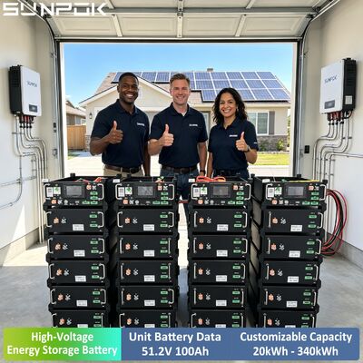 SUNPOK High Voltage LiFePO4 Battery 100ah 200Ah 20kw 30kw 40kw 50kw 60kw 80kw 100kw Rack Mounted Energy Storage Battery System