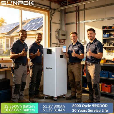 SUNPOK Touching Screen 16kwh LiFePO4 Battery 48V Large Capacity Solar Energy Battery 51.2v 314ah Lithium Ion Battery for Home