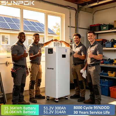 SUNPOK 10000 Cycles OEM 51.2V 16KWh Home Energy Storage Battery System 48V 300Ah 314Ah LiFePO4 Lithium Ion Battery Pack