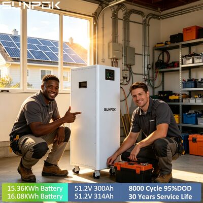SUNPOK Power Wall 48V 51.2V 314ah 300Ah 15kwh Lifepo4 Home Battery Solar Power Energy Storage 16KWH Lifepo4 Battery Pack