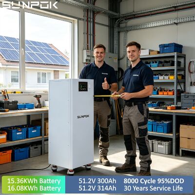 SUNPOK 15KWH 16KWH 300ah Lithium Ion Battery 15kW Lifepo4 48v 300ah 51.2V 314AH Lithium Powerwall Solar Storage Battery Pack