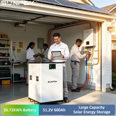 SUNPOK 51.2V 600Ah 30kWh Power Wall LiFePO4 Battery Home Energy Storage Solar Lithium Pack Household Backup Power Supply System