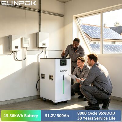 SUNPOK 51.2v 300Ah 15.36kWh Solar Battery 15kWh Lifepo4 Lithium Ion Residential Energy System 15kwh Solar Battery