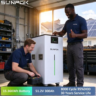 SUNPOK 51.2V 48V 300Ah LiFePO4 Lithium Ion Battery Pack 15kWh Home Energy Storage System With Bms